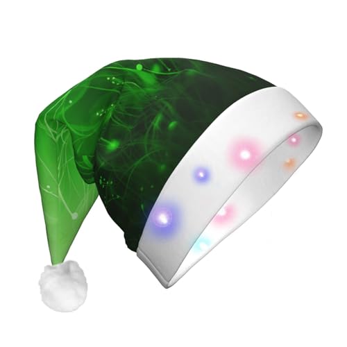 BTCOWZRV GreenTexture Weihnachtsmütze mit LED-Hintergrundbeleuchtung, für Erwachsene, Weihnachtsmannmütze für den Winter, Weihnachten, Partyzubehör von BTCOWZRV