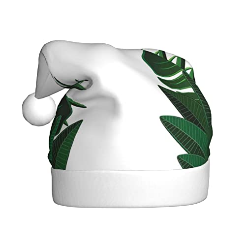 BTCOWZRV Hawaiianische Weihnachtsmütze mit tropischen Palmenblättern, für Erwachsene, Weihnachtsmütze, Weihnachtsmütze für festliche Partys von BTCOWZRV
