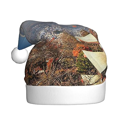 BTCOWZRV Herbst Farben Drucken Erwachsene Weihnachtsmütze Santa Hut Neuheit Xmas Hut Für Festliche Party von BTCOWZRV