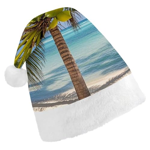 BTCOWZRV Kokosnussbaum-Weihnachtsmütze, Uni, Samt, Weihnachtsmannmütze, Weihnachtsmütze für Erwachsene, Neujahr, Party, Kopfbedeckung BTCOWZRV Kokosnussbaum-Weihnachtsmütze, Uni, Samt, Weihnachtsmannmütze, Weihnachtsmütze für Erwachsene, Neujahr, Party, Kopfbedeckung von BTCOWZRV