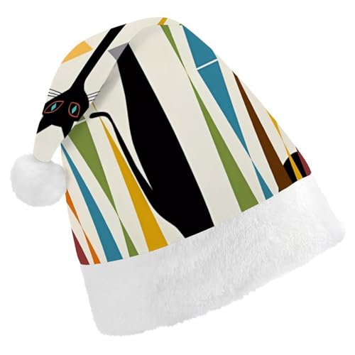 BTCOWZRV Moderne Weihnachtsmütze aus der Mitte des Jahrhunderts, Katze, Uni, Samt, Weihnachtsmannmütze, Weihnachtsmütze für Erwachsene, Neujahr, Party, Kopfbedeckung BTCOWZRV Moderne Weihnachtsmütze aus der Mitte des Jahrhunderts, Katze, Uni, Samt, Weihnachtsmannmütze, Weihnachtsmütze für Erwachsene, Neujahr, Party, Kopfbedeckung von BTCOWZRV