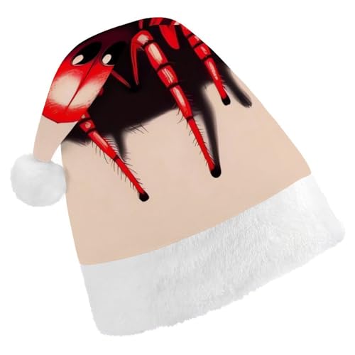 BTCOWZRV Niedliche kleine rote Spinne, Weihnachtsmütze, Uni, Samt, Weihnachtsmannmütze, Weihnachtsmütze für Erwachsene, Neujahr, Party, Kopfbedeckung BTCOWZRV Niedliche kleine rote Spinne, Weihnachtsmütze, Uni, Samt, Weihnachtsmannmütze, Weihnachtsmütze für Erwachsene, Neujahr, Party, Kopfbedeckung von BTCOWZRV