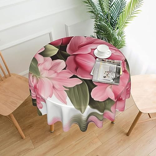 BTCOWZRV Runde Tischdecke, hübsches Blumenmuster, Rosa, wasserabweisend, knitterfrei, dekorativ, für Esszimmer, Küche, Party, Terrasse, Innen- und Außenbereich, 1 Stück, ca. 152 cm BTCOWZRV Runde Tischdecke, hübsches Blumenmuster, Rosa, wasserabweisend, knitterfrei, dekorativ, für Esszimmer, Küche, Party, Terrasse, Innen- und Außenbereich, 1 Stück, ca. 152 cm von BTCOWZRV