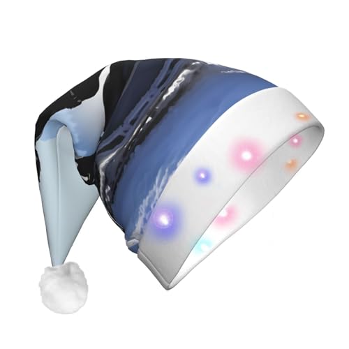 BTCOWZRV Schneemobil-Druck Weihnachtsmützen Lustige Weihnachtsmütze Xmas Urlaub Hut Leuchtet Hut Mit LED-Licht Für Erwachsene von BTCOWZRV