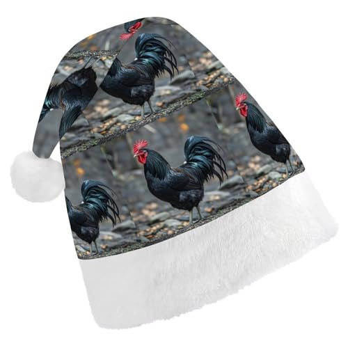 BTCOWZRV Schwarzer Hahn-Weihnachtsmütze, Uni, Samt, Weihnachtsmannmütze, Weihnachtsmütze für Erwachsene, Neujahr, Party, Kopfbedeckung BTCOWZRV Schwarzer Hahn-Weihnachtsmütze, Uni, Samt, Weihnachtsmannmütze, Weihnachtsmütze für Erwachsene, Neujahr, Party, Kopfbedeckung von BTCOWZRV
