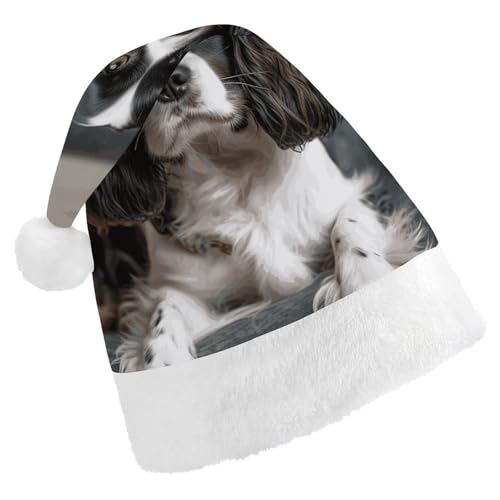 BTCOWZRV Spaniel auf dem Sofa, Weihnachtsmütze, Uni, Samt, Weihnachtsmannmütze, Weihnachtsmütze für Erwachsene, Neujahr, Party, Kopfbedeckung BTCOWZRV Spaniel auf dem Sofa, Weihnachtsmütze, Uni, Samt, Weihnachtsmannmütze, Weihnachtsmütze für Erwachsene, Neujahr, Party, Kopfbedeckung von BTCOWZRV