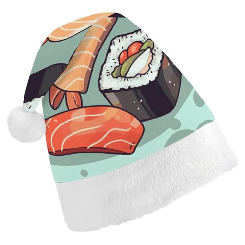 BTCOWZRV Sushi-Weihnachtsmütze, Uni, Samt, Weihnachtsmannmütze, Weihnachtsmütze für Erwachsene, Neujahr, Party, Kopfbedeckung BTCOWZRV Sushi-Weihnachtsmütze, Uni, Samt, Weihnachtsmannmütze, Weihnachtsmütze für Erwachsene, Neujahr, Party, Kopfbedeckung von BTCOWZRV