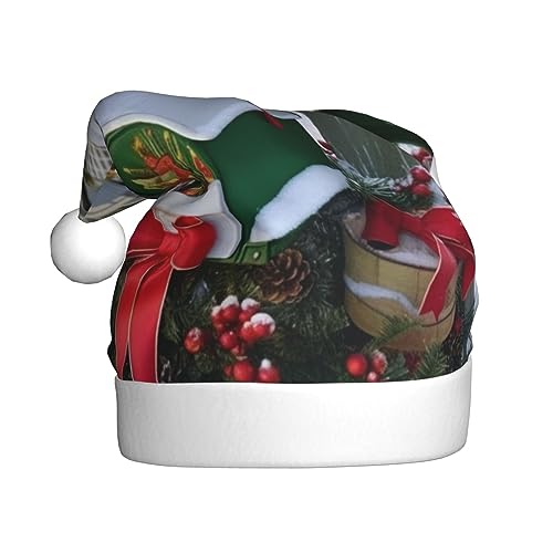 BTCOWZRV Weihnachtsmütze mit Briefkasten und Geschenken, für Erwachsene, Weihnachtsmütze, Weihnachtsmütze für festliche Partys von BTCOWZRV