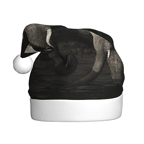 BTCOWZRV Weihnachtsmütze mit Elefanten-Motiv, für Erwachsene, Schwarz von BTCOWZRV
