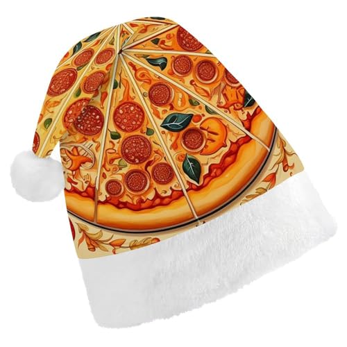 BTCOWZRV Weihnachtsmütze mit Pizza-Motiv, Uni, Samt, Weihnachtsmannmütze, Weihnachtsmütze für Erwachsene, Neujahr, Party, Kopfbedeckung BTCOWZRV Weihnachtsmütze mit Pizza-Motiv, Uni, Samt, Weihnachtsmannmütze, Weihnachtsmütze für Erwachsene, Neujahr, Party, Kopfbedeckung von BTCOWZRV
