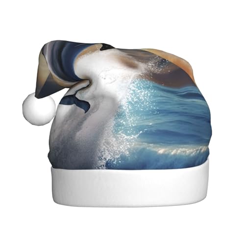 BTCOWZRV Weihnachtsmütze mit schönem Delfin-Druck, für Erwachsene, Weihnachtsmütze für festliche Partys von BTCOWZRV
