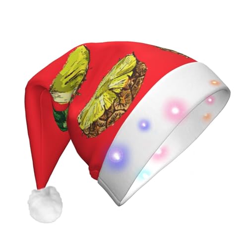 BTCOWZRV Weihnachtsmützen Ananas Weihnachtsmann Hut Xmas Urlaub Hut für Erwachsene Leuchtende Xmas Lustige Mütze für Neujahr Party von BTCOWZRV