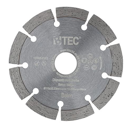 BTEC Diamanttrennscheibe Sinter für Beton Mauerwerk Ziegel Pflastersteine uvm. mit Bohrung 22,22mm für Winkleschleifer Ø 115 mm BTEC Diamanttrennscheibe Sinter für Beton Mauerwerk Ziegel Pflastersteine uvm. mit Bohrung 22,22mm für Winkleschleifer Ø 115 mm von BTEC