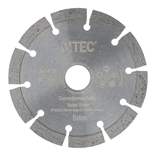BTEC Diamanttrennscheibe Sinter für Beton Mauerwerk Ziegel Pflastersteine uvm. mit Bohrung 22,22mm für Winkleschleifer Ø 125 mm BTEC Diamanttrennscheibe Sinter für Beton Mauerwerk Ziegel Pflastersteine uvm. mit Bohrung 22,22mm für Winkleschleifer Ø 125 mm von BTEC