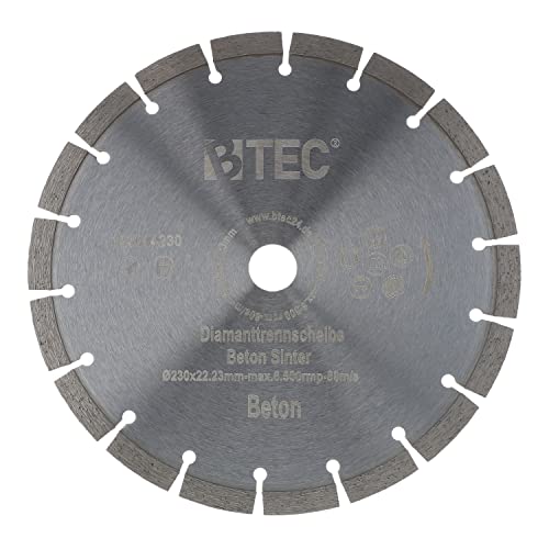 BTEC Diamanttrennscheibe Sinter für Beton Mauerwerk Ziegel Pflastersteine uvm. mit Bohrung 22,22mm für Winkleschleifer Ø 230 mm BTEC Diamanttrennscheibe Sinter für Beton Mauerwerk Ziegel Pflastersteine uvm. mit Bohrung 22,22mm für Winkleschleifer Ø 230 mm von BTEC