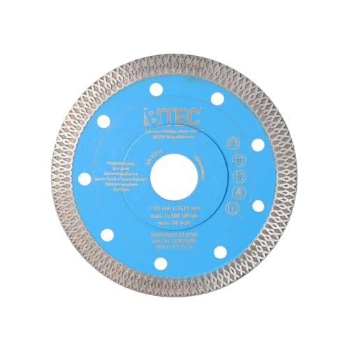BTEC24 Fliesentrennscheibe Diamant Trennscheibe für Fliesen und Feinsteinzeug Keramik und harte Bodenfliesen extra dünn 1,2mm Ø125 mm x 22,23 mm Aufnahme SUPER CUT BTEC24 Fliesentrennscheibe Diamant Trennscheibe für Fliesen und Feinsteinzeug Keramik und harte Bodenfliesen extra dünn 1,2mm Ø125 mm x 22,23 mm Aufnahme SUPER CUT von BTEC