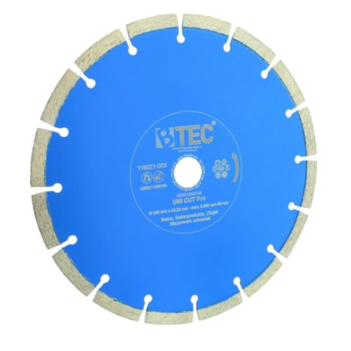 Diamant-trennscheibe BTEC UNI CUT Pro Trennscheibe 230mm zum Schneiden von Beton, Ziegel, Mauerwerk und weiteren Materialien von BTEC