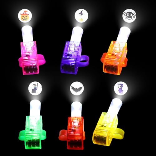 BTFO 36stk Halloween LED Fingerlichter für Kinder, Leuchtende Mini-Finger-Taschenlampen im Dunkeln Halloween Partygeschenke für Klassenzimmerpreise Geschenktütenfüller (6 Farben) von BTFO
