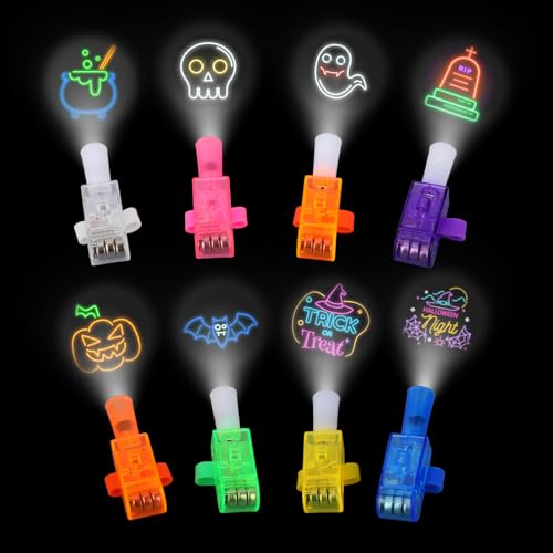 BTFO 48stk Halloween-Party-Geschenke für Kinder, LED-Fingerlichter Spielzeug Leuchtend Halloween-Goodie-Beutel-Füller Süßes-Oder-Saures Korb-Füller für Klassenraum-Preise Party-Zubehör (8 Stile) von BTFO