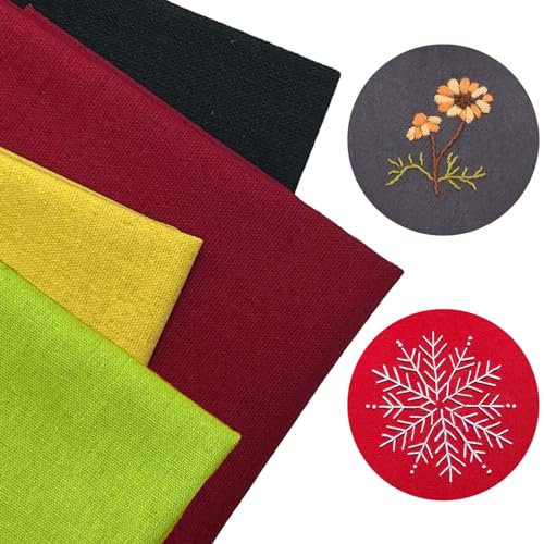 BTIYMU 4 Stück Leinenstoff Natur Stoff zum Sticken, Kreuzstich Stoff Dünn Fein Embroidery Fabric für Kinder Erwachsener, Baumwolle Leinen Stoffe Meterware Grob Stick Stoffe Schwarz Rot Gelb Grün 50cm BTIYMU 4 Stück Leinenstoff Natur Stoff zum Sticken, Kreuzstich Stoff Dünn Fein Embroidery Fabric für Kinder Erwachsener, Baumwolle Leinen Stoffe Meterware Grob Stick Stoffe Schwarz Rot Gelb Grün 50cm von BTIYMU