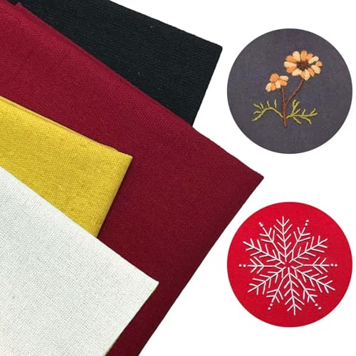 4 Stück Leinenstoff Natur Stoff zum Sticken, BTIYMU Kreuzstich Stoff Dünn Fein Embroidery Fabric für Kinder Erwachsener, Baumwolle Leinen Stoffe Meterware Grob Stick Stoffe Schwarz Weiß Rot Gelb 4 Stück Leinenstoff Natur Stoff zum Sticken, BTIYMU Kreuzstich Stoff Dünn Fein Embroidery Fabric für Kinder Erwachsener, Baumwolle Leinen Stoffe Meterware Grob Stick Stoffe Schwarz Weiß Rot Gelb von BTIYMU