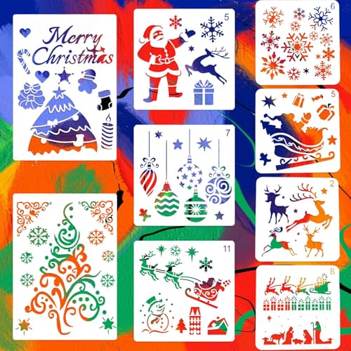 BTIYMU 9 Stück 3 Größen Schablonen Weihnachten Set, Schneespray Fenster Stencil Schablone Weihnachtsschablonen Malen zum Basteln Weihnachtsdeko, Zeichenschablonen Weihnachts Kinder Groß Klein BTIYMU 9 Stück 3 Größen Schablonen Weihnachten Set, Schneespray Fenster Stencil Schablone Weihnachtsschablonen Malen zum Basteln Weihnachtsdeko, Zeichenschablonen Weihnachts Kinder Groß Klein von BTIYMU
