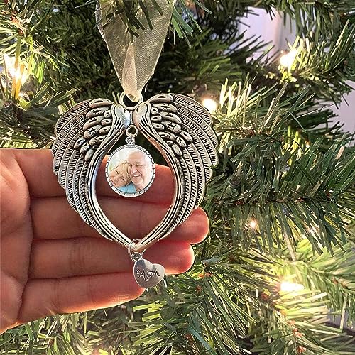 BTORER Erinnerungsornament Engelsflügel Weihnachtsschmuck mit blanko Foto Anhänger, Weihnachtsbaum hängende Gedenkornament Anhänger Weihnachtsbaum hängende Dekoration im Himmel Gedenkgeschenk (Mama) BTORER Erinnerungsornament Engelsflügel Weihnachtsschmuck mit blanko Foto Anhänger, Weihnachtsbaum hängende Gedenkornament Anhänger Weihnachtsbaum hängende Dekoration im Himmel Gedenkgeschenk (Mama) von BTORER BTORER