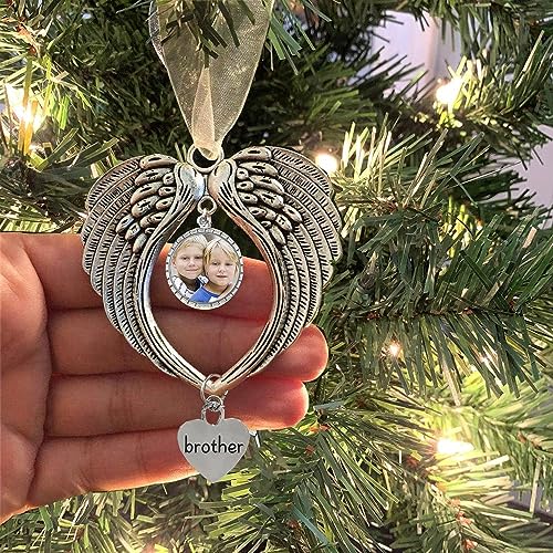 BTORER Erinnerungsornament Engelsflügel Weihnachtsschmuck mit blanko Foto Anhänger, Weihnachtsbaum hängende Gedenkornament Anhänger Weihnachtsbaum hängende Dekoration im Himmel Gedenkgeschenk (Bruder) BTORER Erinnerungsornament Engelsflügel Weihnachtsschmuck mit blanko Foto Anhänger, Weihnachtsbaum hängende Gedenkornament Anhänger Weihnachtsbaum hängende Dekoration im Himmel Gedenkgeschenk (Bruder) von BTORER BTORER