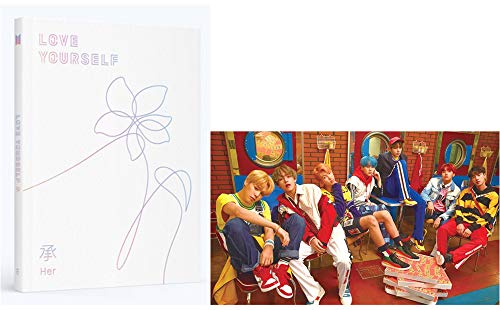 BTS Album „Love Yourself: Her“ von der Band Bangtan Boys, E-Version des Albums, CD + Poster + Fotobuch + Fotokarte + Mini-Buch + Sticker-Pack + 6 Fotokarten und 1 doppelseitiges Fotokarten-Set von BTS