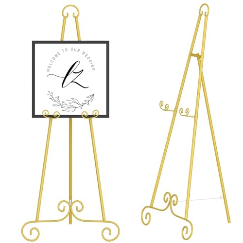 Staffelei Hochzeit, 118 cm Verstellbare Metall Staffelei mit Kettenhalterung, Willkommensschild Hochzeit, Goldener Leinwand Ständer für Hochzeitsschild, Poster, Leinwand, Malerei Display Staffelei Hochzeit, 118 cm Verstellbare Metall Staffelei mit Kettenhalterung, Willkommensschild Hochzeit, Goldener Leinwand Ständer für Hochzeitsschild, Poster, Leinwand, Malerei Display von BTSAE