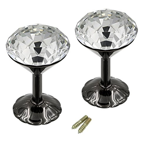 Btsky Paar extra große Raffhalter aus Glaskristall mit Chromsockel, 60 mm schwarz Btsky Paar extra große Raffhalter aus Glaskristall mit Chromsockel, 60 mm schwarz von BTSKY