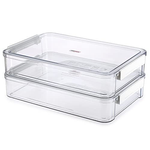 BTSKY 2 Pack Clear Plastic Stackable Storage Box File Protector Case Organizer Portable Project Case Document Holder for 8.5 x 13 Letter A4 File Paper, Plastic Storage Box Office Documents von BTSKY