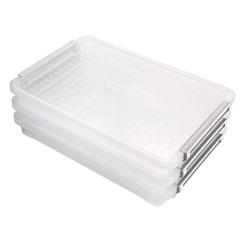 BTSKY 3 Stück A4 Plus transparente Aufbewahrungsbox aus Kunststoff, stapelbar, Schreibtischpapier mit Schnalle, Bürobedarf, Zubehör, tragbare Projekttasche, Dokumentenhalter mit 3 Deckeln von BTSKY