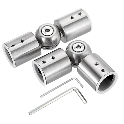 BTSKY Edelstahl-Winkelverbinder für Erkerfenster-Gardinenstange, verstellbar von 90 Grad bis 180 Grad, Eckverbinder für 25 mm Gardinenstangen, silberfarben, 2 Stück BTSKY Edelstahl-Winkelverbinder für Erkerfenster-Gardinenstange, verstellbar von 90 Grad bis 180 Grad, Eckverbinder für 25 mm Gardinenstangen, silberfarben, 2 Stück von BTSKY