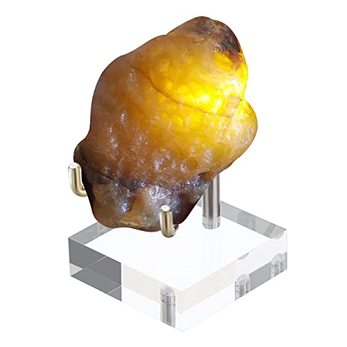 BTSKY Kleine, verstellbare goldene Metallarm-Staffelei mit quadratischem Acrylsockel, Display-Halter für Geodes Rock Mineral Agate Fossil Coral Coin von BTSKY