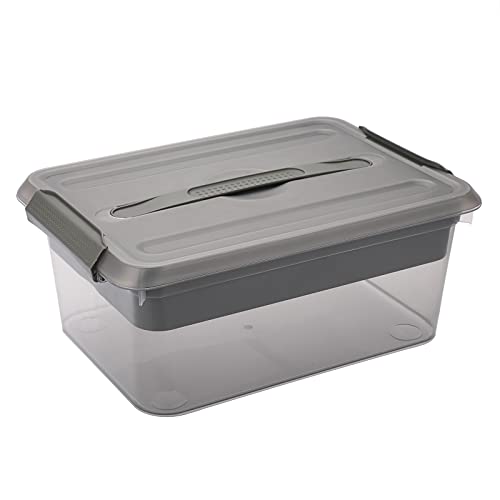 BTSKY Stapel- und Tragebox, transparenter Kunststoff-Aufbewahrungsbehälter, stapelbar, Heimutensilienbox mit herausnehmbarem Tablett, Nähen, Kunsthandwerkbedarf (schwarz) von BTSKY