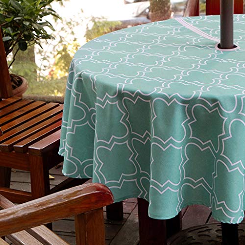 BTSKY Tischdecke mit Regenschirm, 152,4 cm, mit Reißverschluss und Regenschirmloch, wasser- und schmutzabweisend, rund, Türkis von BTSKY