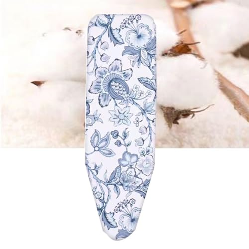 15x48 Zoll Bügelbrettbezug und -unterlage, Baumwoll-Bügelbrettunterlage mit dicker Polsterung, verstellbarer Verschluss, schützendes Scorch-Mesh-Tuch(Blue White,13x38 inch(33x97 cm)) von BTWYU