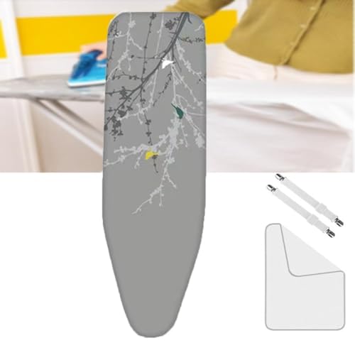 15x48 Zoll Bügelbrettbezug und -unterlage, Baumwoll-Bügelbrettunterlage mit dicker Polsterung, verstellbarer Verschluss, schützendes Scorch-Mesh-Tuch(Twigs,15x48 inch(38x122 cm)) von BTWYU