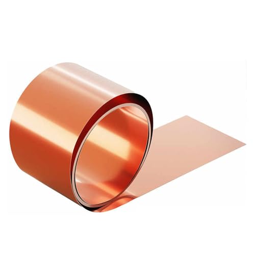 BTWYU Metallfolienrolle,Metallfolienblatt 1 Meter dünne Kupferfolienrolle, Kupferblech, 0,05 × 90 mm - 0,05 × 300 mm, geeignet for Heimwerkerprojekte und Gebäudedekoration(0.05x250x1000mm) von BTWYU