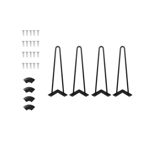 BTWYU Möbelfüße, Couchfüße 4 Schwarze Haarnadel-Möbelbeine, Wohnaccessoires, mit Schrauben und 4 Bonus-Bodenschonern aus Gummi(18in) von BTWYU