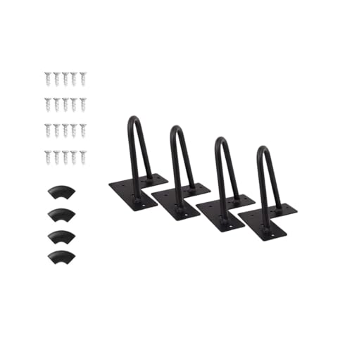 BTWYU Möbelfüße, Couchfüße 4 Schwarze Haarnadel-Möbelbeine, Wohnaccessoires, mit Schrauben und 4 Bonus-Bodenschonern aus Gummi(6in) von BTWYU