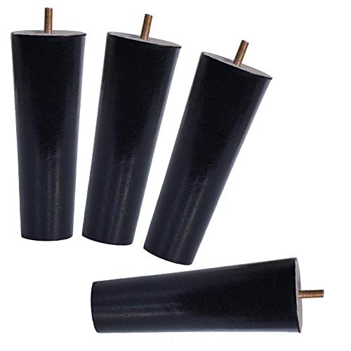 BTWYU Möbelfüße, Couchfüße 4 Stück Massivholz-Möbelbeine, M6-Gewindestange, Ersatz-Möbelbeine mit konischer Form, Ersatzbeine, Schrankfüße(Straight,20cm) von BTWYU