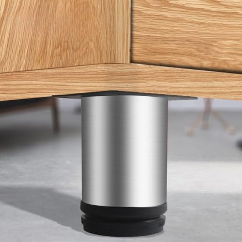 BTWYU Möbelfüße, Couchfüße 4 Stück verstellbare Möbelbeine 2 Zoll 4 Zoll 6 Zoll 8 Zoll 12 Zoll 16 Zoll, Couchfüße-Ersatz mit Schrauben, for Kommodenbeine, Sideboard, Liege(Silver,4in/10cm) von BTWYU