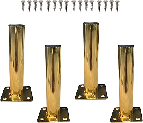 BTWYU Möbelfüße, Couchfüße 4-teilige industrielle Tischbeine aus Metall, Möbelbeine aus Stahl, verdickte zylindrische Sofabeine, Küchentische(Gold,12cm/4.7in) von BTWYU