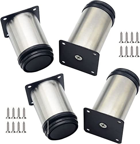 BTWYU Möbelfüße, Couchfüße 4 verstellbare Möbelbeine, runde Möbelbeine aus Metall, Edelstahl, rutschfeste Tischbeine(18cm(7.1in)) von BTWYU