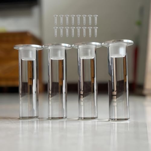 BTWYU Möbelfüße, Couchfüße 4er-Set transparente Möbelbeine aus Acryl, Beistelltischbeine, Sofabeine, 4, 5, 6, 7, 8, 9, 10, 12 Zoll, for Sofakabinen (transparent, 18 cm/7 Zoll)(22cm/9in) von BTWYU