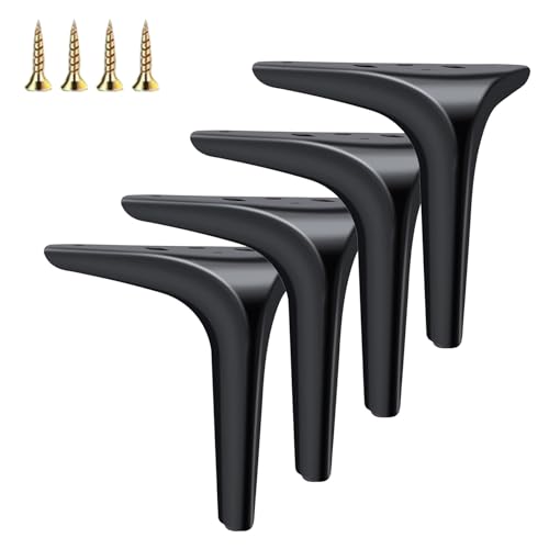BTWYU Möbelfüße, Couchfüße Möbelbeine, Metall-Couch-Ersatzbeine, goldene Dreiecksbeine, Eisen-Schreibtischbeine, 4er-Set for Stühle, Sofas, Schränke, Tische(Black,7.1inch) von BTWYU