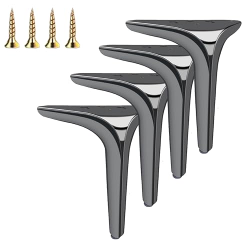BTWYU Möbelfüße, Couchfüße Möbelbeine, Metall-Couch-Ersatzbeine, goldene Dreiecksbeine, Eisen-Schreibtischbeine, 4er-Set for Stühle, Sofas, Schränke, Tische(Gray,3.9inch) von BTWYU