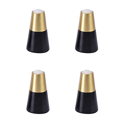 BTWYU Möbelfüße, Couchfüße Möbelbeine aus Holz, rund, konisch, Mid-Century Modern, mit Messingsockel, Ersatzbein for Schränke, Sessel, 4er-Set(Black,10cm/3.94in) von BTWYU
